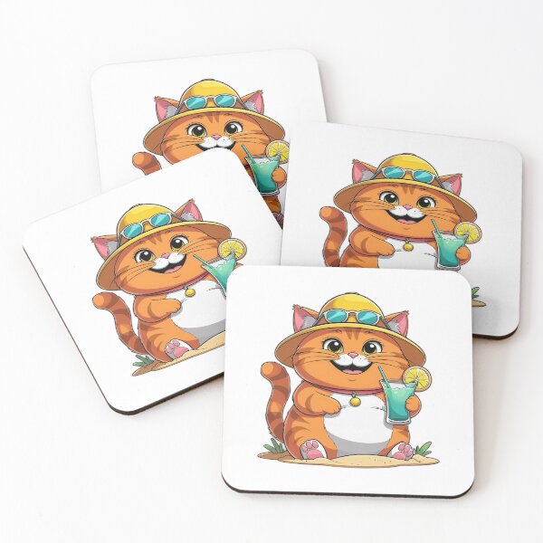 Item preview, Beach Vacation Orange Cat Cartoon - Summer Cat Gift designed and sold by InkDrop Studio.