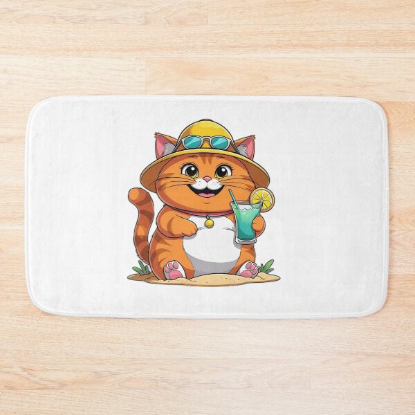 Item preview, Beach Vacation Orange Cat Cartoon - Summer Cat Gift designed and sold by InkDrop Studio.