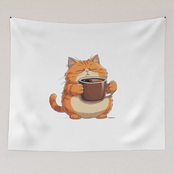 Item preview, Coffee Addict Orange Cat Cartoon - Funny Cat Mug Gift designed and sold by InkDrop Studio.