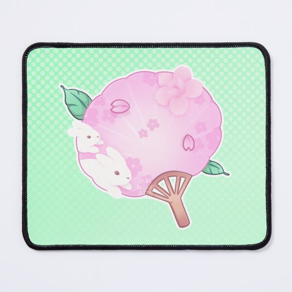 Item preview, Spring Cherry Blossoms - Fan Rabbit Green Background designed and sold by Ink-Nano-Art.