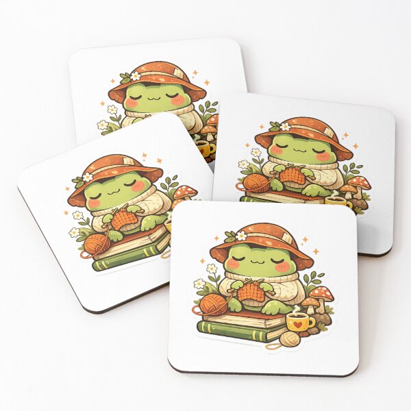 Item preview, Cozy Knitting Frog Sticker - Cute Cottagecore Kawaii Frog designed and sold by FluffiPopo.