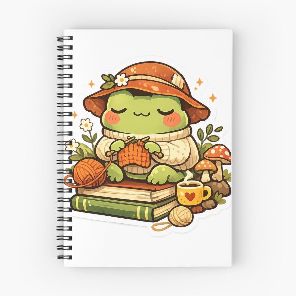 Item preview, Cozy Knitting Frog Sticker - Cute Cottagecore Kawaii Frog designed and sold by FluffiPopo.