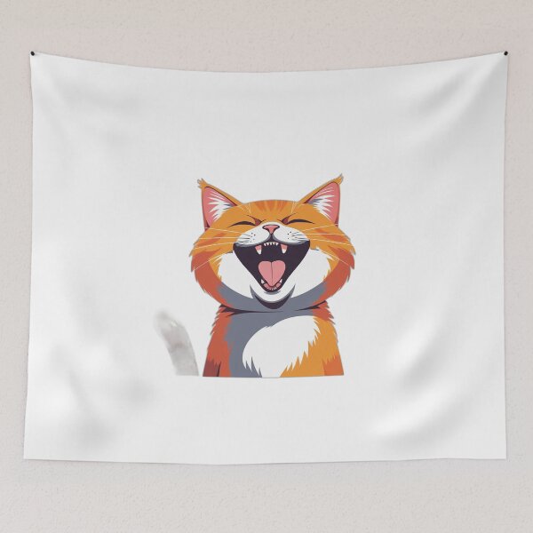 Item preview, Yawning Orange Cat Art — Funny Cat Lover Gift designed and sold by InkDrop Studio.