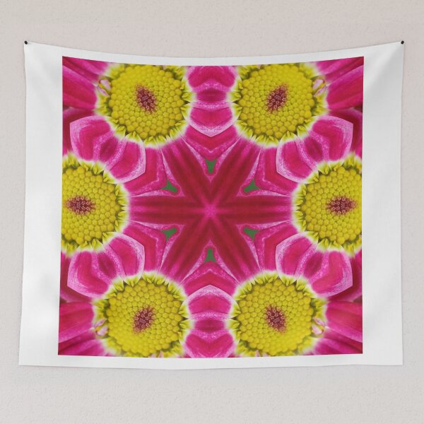 Aperçu de l'œuvre Pink Daisy Kaleidoscope Pattern – Vibrant Floral Symmetry créée et vendue par SilentBloomLab.