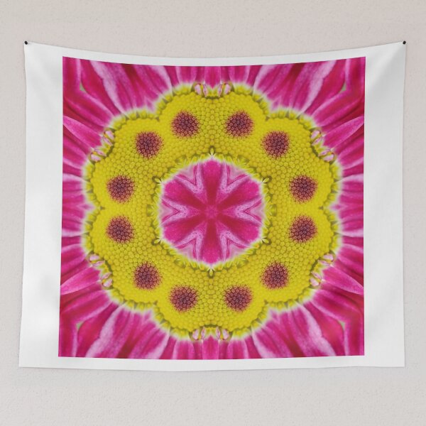 Item preview, Pink and Yellow Floral Mandala – Kaleidoscope Daisy Pattern designed and sold by SilentBloomLab.