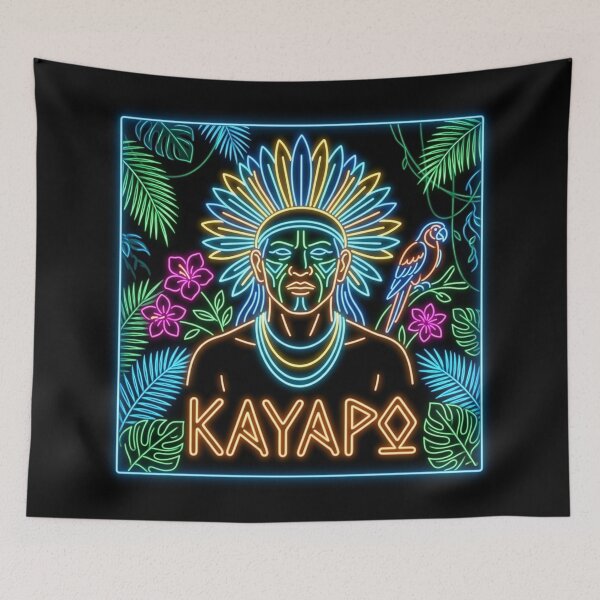 Item preview, Kayapó Neon Tribal Warrior – Amazonian Glow Jungle Art | Trending Ethnic Boho T-Shirt designed and sold by KAYAPO.