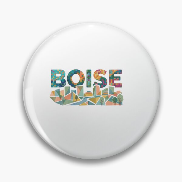 Item preview, Boise Sticker | Pixel Embroidered Fragmented Cityscape Aesthetic Souvenir designed and sold by Imaginarium of Chaos falcon88 .