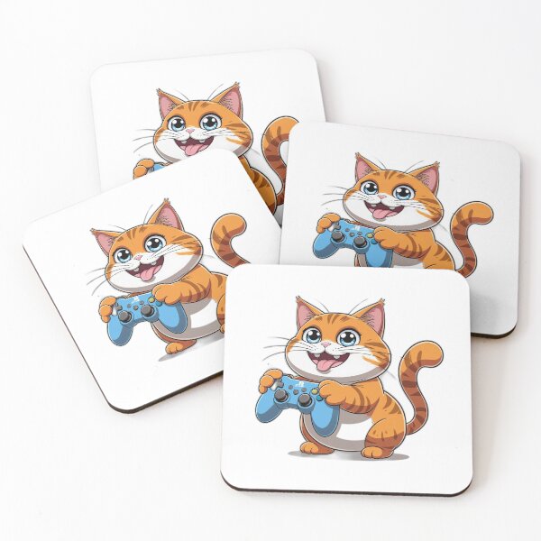 Item preview, Gamer Orange Cat Cartoon - Funny Gaming Cat Gift designed and sold by InkDrop Studio.