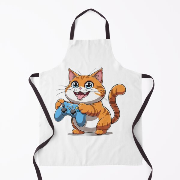 Item preview, Gamer Orange Cat Cartoon - Funny Gaming Cat Gift designed and sold by InkDrop Studio.