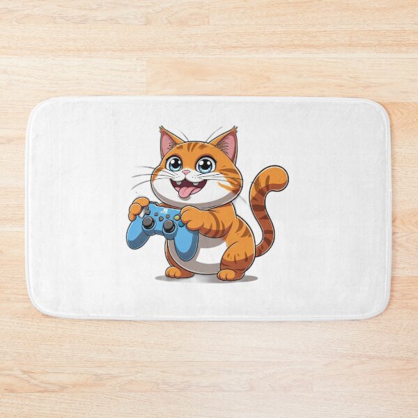 Item preview, Gamer Orange Cat Cartoon - Funny Gaming Cat Gift designed and sold by InkDrop Studio.