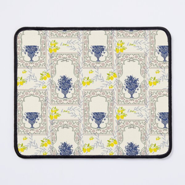 Item preview, Mediterranean Blue Chinoiserie Floral and Lemon Pattern designed and sold by Artsy Corner.