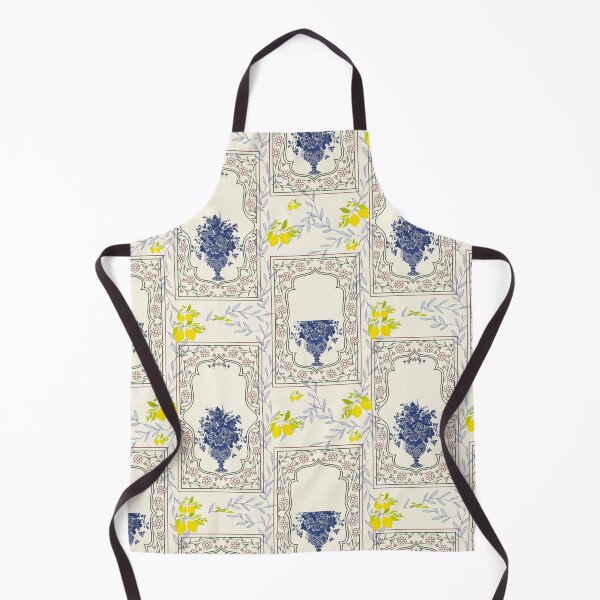 Aperçu de l'œuvre Motifs floraux et citronnés bleu méditerranéen de style chinoiserie créée et vendue par Artsy Corner.