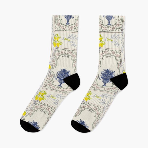 Item preview, Mediterranean Blue Chinoiserie Floral and Lemon Pattern designed and sold by Artsy Corner.