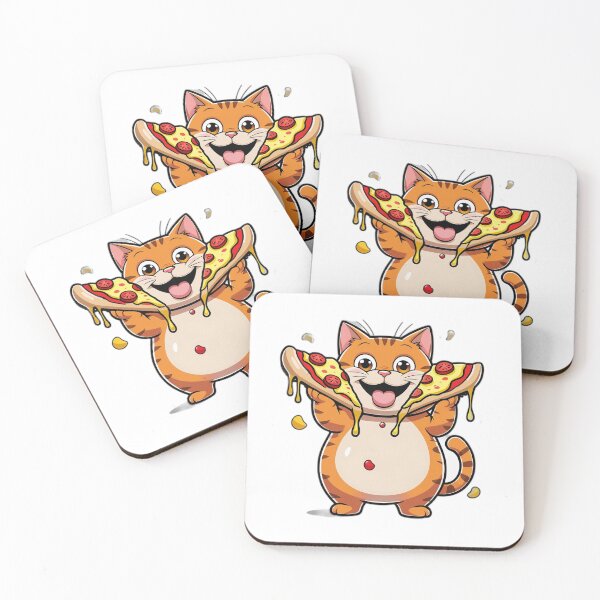 Item preview, Pizza Obsessed Orange Cat Cartoon - Funny Food Cat Gift designed and sold by InkDrop Studio.