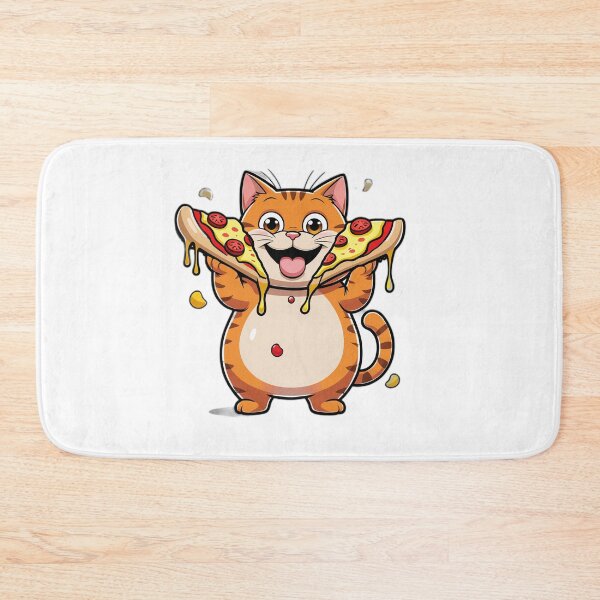 Item preview, Pizza Obsessed Orange Cat Cartoon - Funny Food Cat Gift designed and sold by InkDrop Studio.