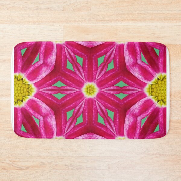 Aperçu de l'œuvre Pink Floral Kaleidoscope with Green Accents – Botanical Pattern créée et vendue par SilentBloomLab.