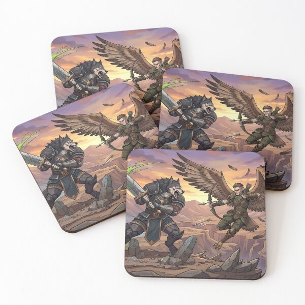 Item preview, Eternal Duel - Armored Wolf vs. Harpy Ranger - Epic RPG Sticker Sheet designed and sold by ArtByLorrens.