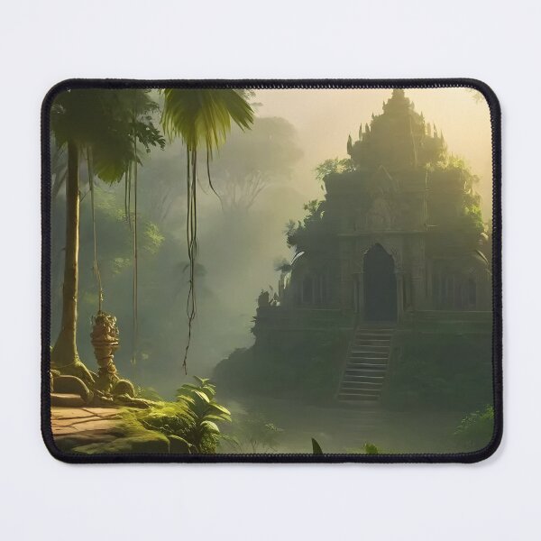 Item preview, Mystical Jungle Temple Fantasy Art | Ancient Ruins Nature Landscape | Spiritual Forest Illustration designed and sold by Bhaskar Digital Art.