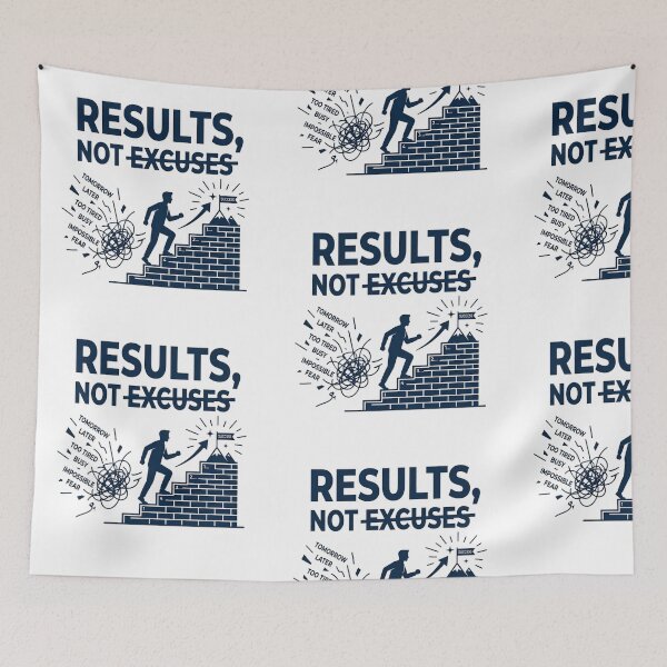 Item preview, Results Not Excuses Motivational Minimalist Art designed and sold by AlexLerry.
