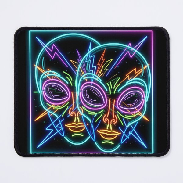 Item preview, Double Neon Gray Alien – Twin Extraterrestrial UFO Cyberpunk | Trippy Sci-Fi Glow Design designed and sold by G-A-D-U.