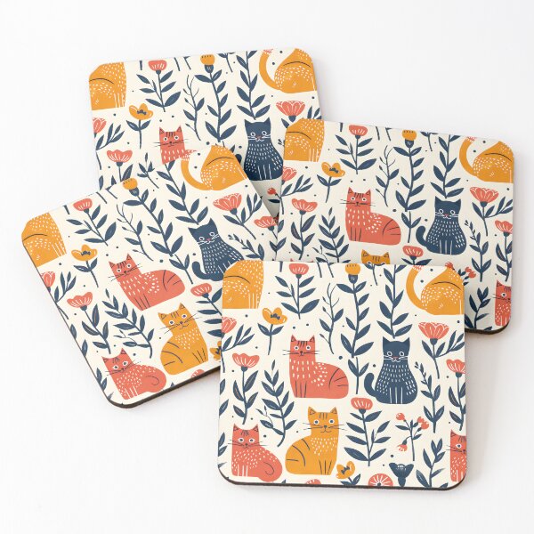 Item preview, Floral Folk Cat Pattern designed and sold by xiao xuans.