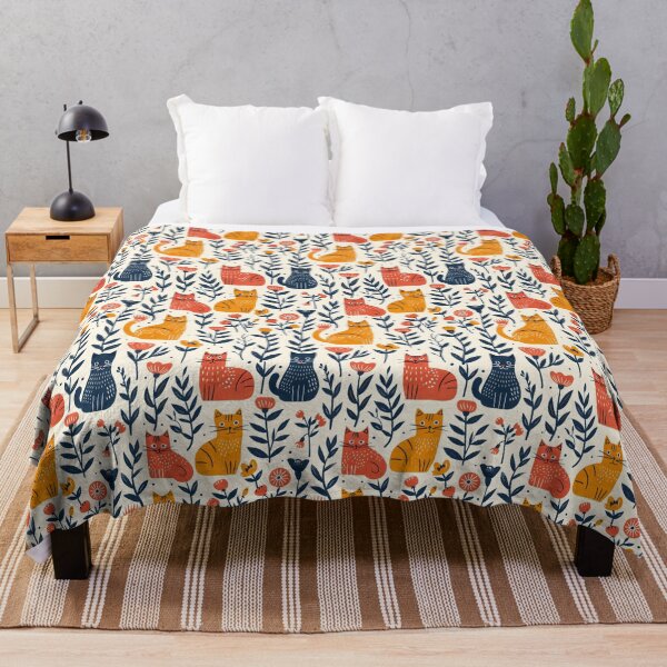 Item preview, Floral Folk Cat Pattern designed and sold by xiao xuans.