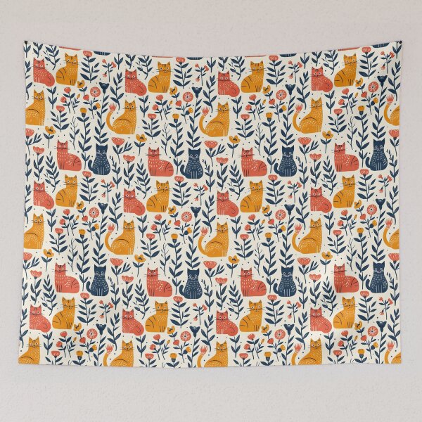 Item preview, Floral Folk Cat Pattern designed and sold by xiao xuans.