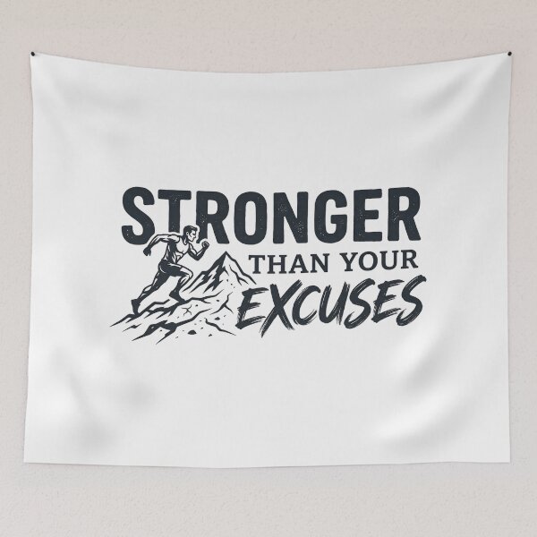 Item preview, Stronger Than Your Excuses Fitness Design designed and sold by AlexLerry.