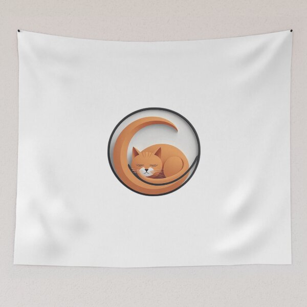 Item preview, Sleeping Cat Crescent Moon Icon — Cat Lover Gift designed and sold by InkDrop Studio.