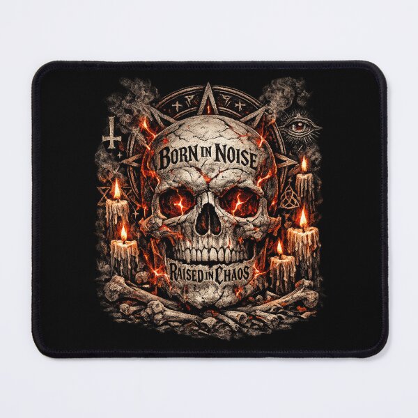 Item preview, Born in Noise, Raised in Chaos - Gothic Skull Metal Art designed and sold by MKreative Studio.