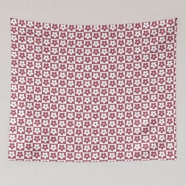 Item preview, Cherry Red Checkerboard Daisy Pattern | Vintage Burgundy Floral Checkerboard | Aesthetic Cherry Girl Daisy Grid | Minimalist Maroon Daisy Pattern | Classic Red Floral Gingham Pattern designed and sold by VivaFy.