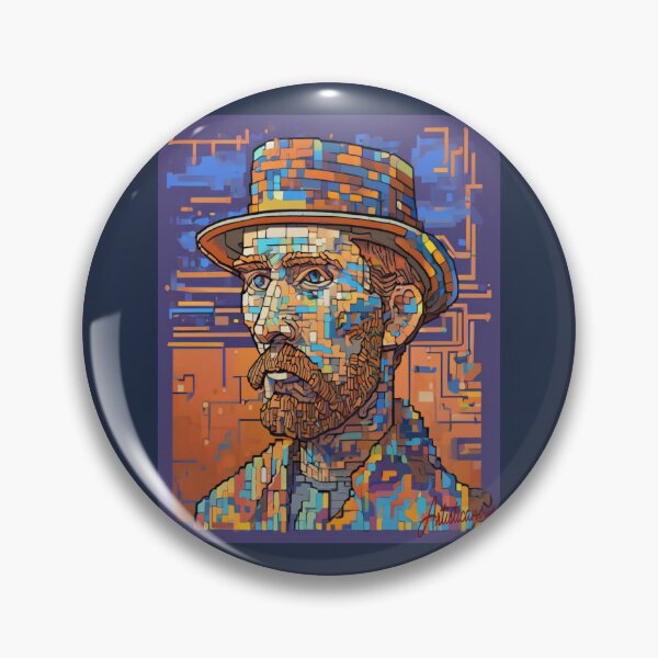 Item preview, Geometric Van Gogh Portrait in Modern Pixel Pop Style designed and sold by Artisticanvas.