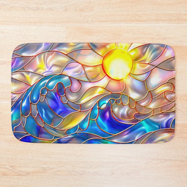 Item preview, Ocean Waves Stained Glass Art designed and sold by MargaretWiktor.