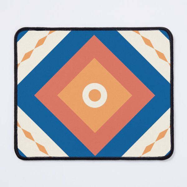 Item preview, Seamless geometric Moroccan tile pattern with concentric diamonds in azure blue and terracotta rust. designed and sold by boss39.