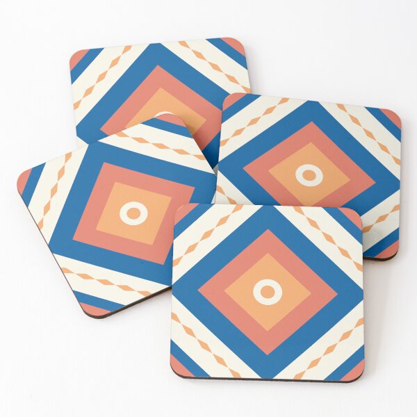 Item preview, Seamless geometric Moroccan tile pattern with concentric diamonds in azure blue and terracotta rust. designed and sold by boss39.
