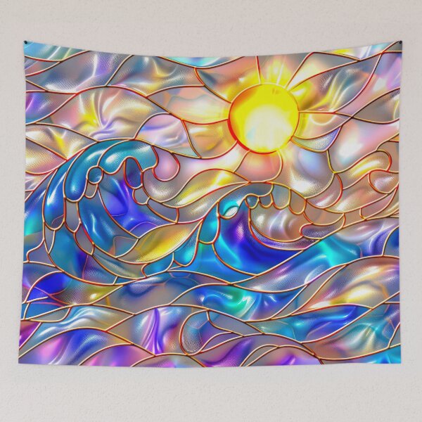 Item preview, Ocean Waves Stained Glass Art designed and sold by MargaretWiktor.