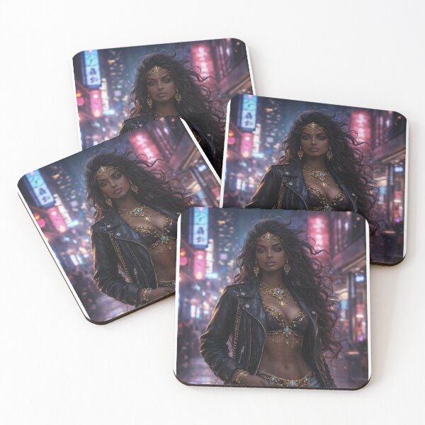 Item preview, Neon City Djinn Woman -- Dark Feminine Cyberpunk Fantasy Art designed and sold by rcg1127.