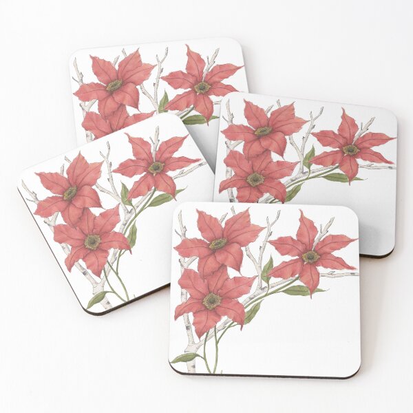 Item preview, Red Flowers and Birch Branches designed and sold by NaughtyFlorals.