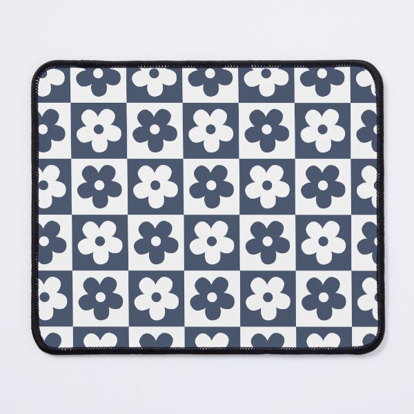 Item preview, Navy Blue Checkerboard Daisy Pattern | Midnight Blue Retro Flower Checker | Deep Sea Floral Tile Pattern | Classic Navy Blossom Checkerboard | Pastel Gingham Floral Pattern Navy designed and sold by VivaFy.
