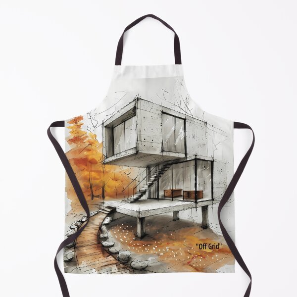 Item preview, Modern Concrete Off Grid House Sketch designed and sold by Modern Nest Art.
