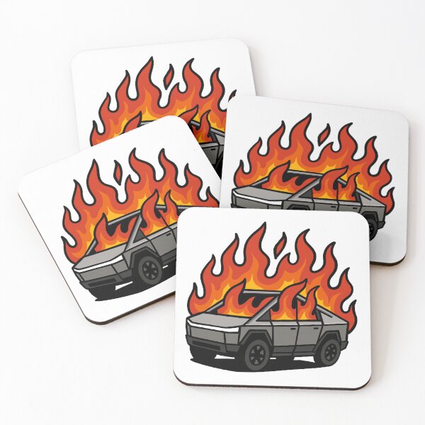 Item preview, Burning Tesla Cybertruck - EV Cartoon Meme designed and sold by ZERO-MIND.