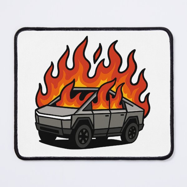 Item preview, Burning Tesla Cybertruck - EV Cartoon Meme designed and sold by ZERO-MIND.