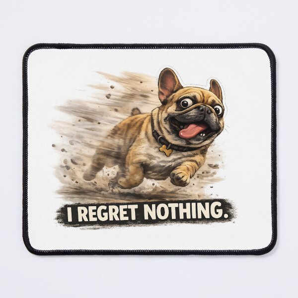 Item preview, French Bulldog Zoomies “I Regret Nothing” Funny Running Dog Meme Design designed and sold by MyTutina.