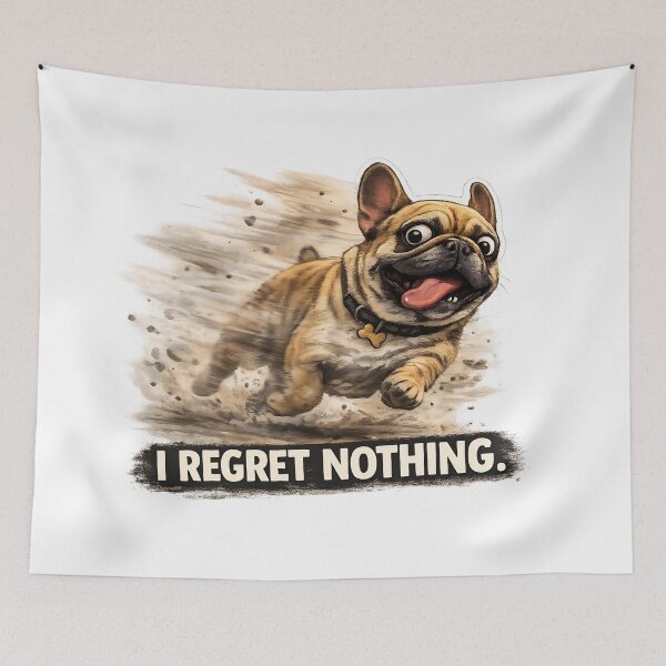 Item preview, French Bulldog Zoomies “I Regret Nothing” Funny Running Dog Meme Design designed and sold by MyTutina.