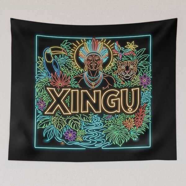 Item preview, XINGU Neon Tribal Warrior – Amazonian Jaguar Toucan Art | Jungle Boho Glow Viral Design designed and sold by G-A-D-U.