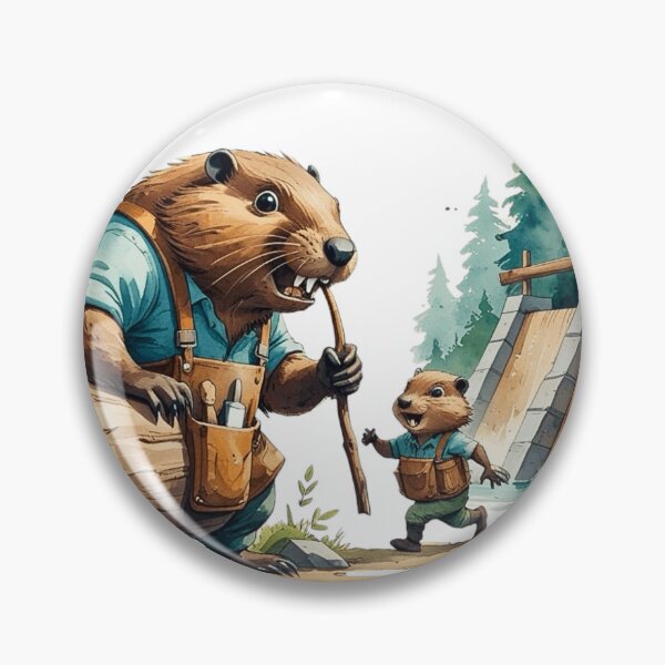 Item preview, Dam Good Dad Funny Beaver Father and Son Building Team Watercolor designed and sold by AQUILAKREO.