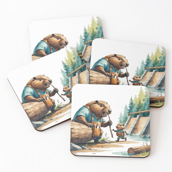 Item preview, Dam Good Dad Funny Beaver Father and Son Building Team Watercolor designed and sold by AQUILAKREO.