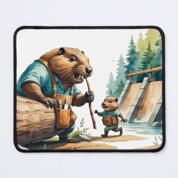 Item preview, Dam Good Dad Funny Beaver Father and Son Building Team Watercolor designed and sold by AQUILAKREO.