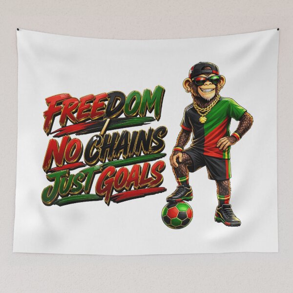 Item preview, Monkey Soccer Juneteenth Freedom No Chains Just Goals Design designed and sold by ArtSpark Studio.