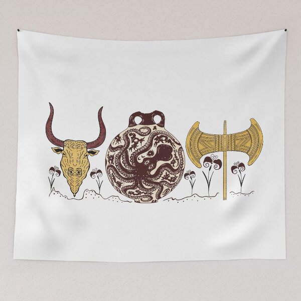 Item preview, Minoan Marine Style Vase Labrys Bull  Ancient Crete Greek Pottery Archaeology Art Design designed and sold by Ancient-Tales.